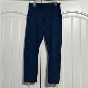 Lululemon Wunder Under Crop II (Roll Down) in Sashiko Cross Inkwell Rugged Blue